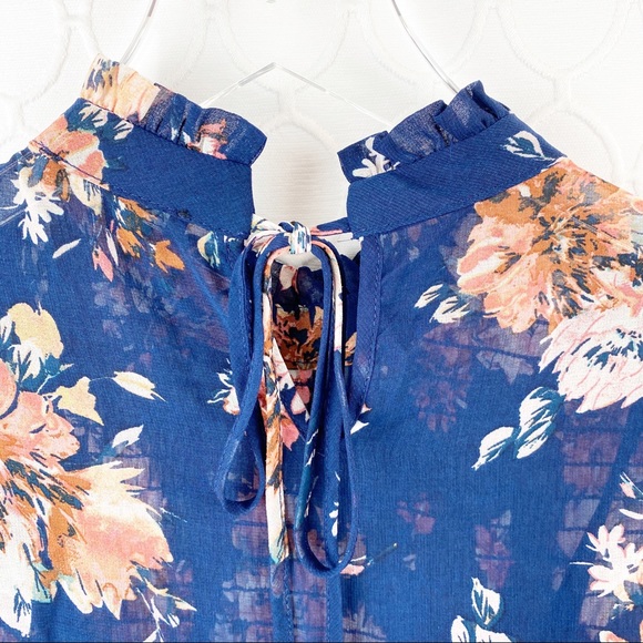 NWT As U Wish Blue Pink Floral Babydoll Dress Lagenlook Small - Picture 9 of 11